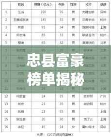 忠县富豪榜单揭秘,前十名富豪一览无余!